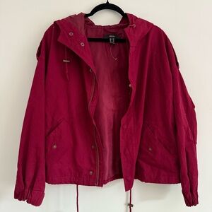 Forever 21 Burgundy Red Hooded Zip-Up Cotton Jacket Size M